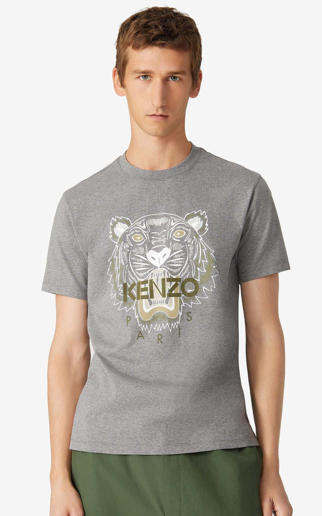 Camiseta Kenzo Tiger Masculino - Cinzentas | 089MVSKCP